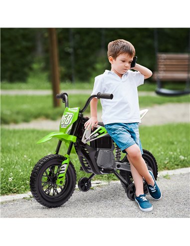AIYAPLAY 12V Kids Electric Motorbike, Kids Electric Ride on motorcycle w/ Twist Grip Throttle, Training Wheels, Green