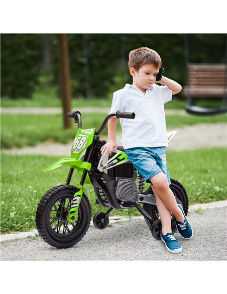 AIYAPLAY 12V Kids Electric Motorbike, Kids Electric Ride on motorcycle w/ Twist Grip Throttle, Training Wheels, Green - pic 124006 | FastDaddyshop