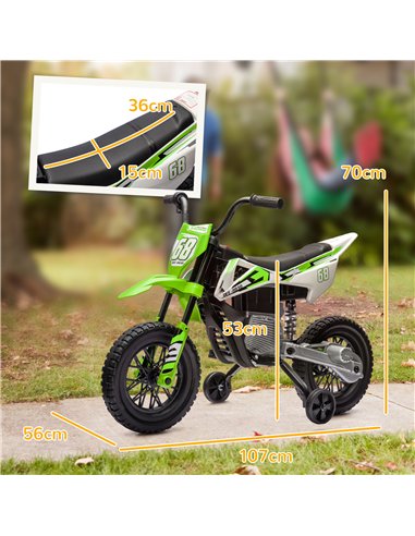 AIYAPLAY 12V Kids Electric Motorbike, Kids Electric Ride on motorcycle w/ Twist Grip Throttle, Training Wheels, Green