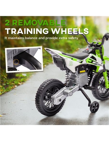 AIYAPLAY 12V Kids Electric Motorbike, Kids Electric Ride on motorcycle w/ Twist Grip Throttle, Training Wheels, Green - pic 124009 | FastDaddyshop