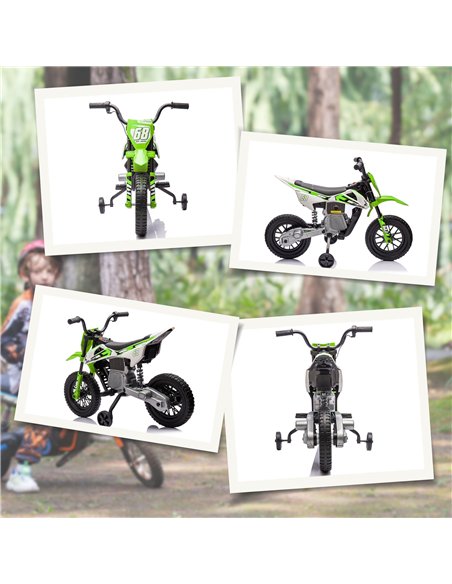 AIYAPLAY 12V Kids Electric Motorbike, Kids Electric Ride on motorcycle w/ Twist Grip Throttle, Training Wheels, Green - pic 124013 | FastDaddyshop