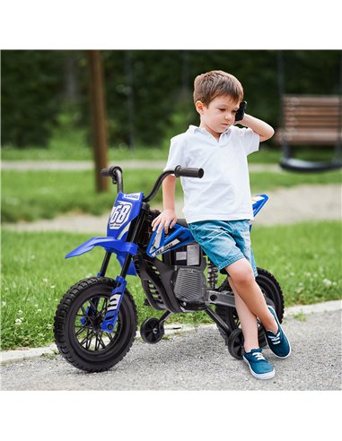 AIYAPLAY 12V Kids Electric Motorbike, Kids Electric Ride on motorcycle w/ Twist Grip Throttle, Training Wheels, Blue