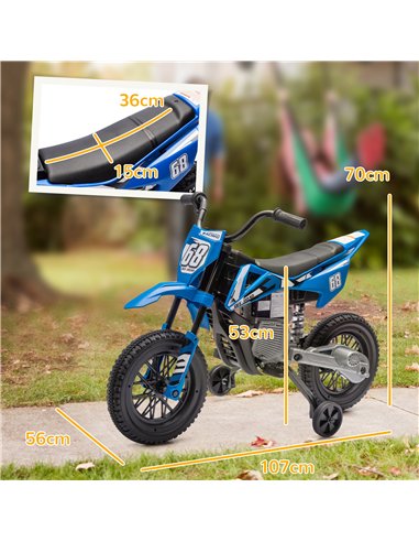 AIYAPLAY 12V Kids Electric Motorbike, Kids Electric Ride on motorcycle w/ Twist Grip Throttle, Training Wheels, Blue