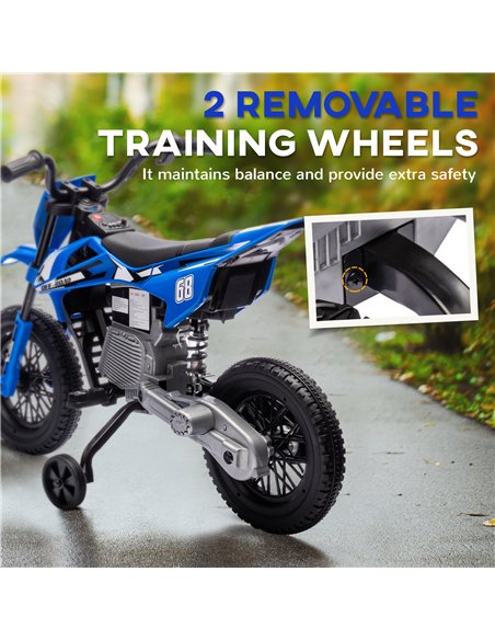 AIYAPLAY 12V Kids Electric Motorbike, Kids Electric Ride on motorcycle w/ Twist Grip Throttle, Training Wheels, Blue - pic 124018 | FastDaddyshop