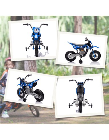AIYAPLAY 12V Kids Electric Motorbike, Kids Electric Ride on motorcycle w/ Twist Grip Throttle, Training Wheels, Blue