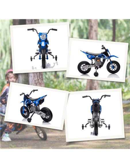 AIYAPLAY 12V Kids Electric Motorbike, Kids Electric Ride on motorcycle w/ Twist Grip Throttle, Training Wheels, Blue - pic 124022 | FastDaddyshop