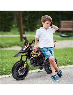 AIYAPLAY 12V Aprilia Licenced Kids Motorbike with Training Wheels, Spring Suspension, LED Light, USB, Music, Yellow 2