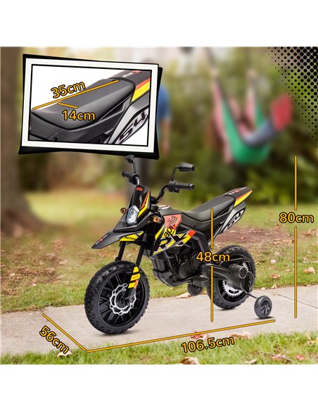 AIYAPLAY 12V Aprilia Licenced Kids Motorbike with Training Wheels, Spring Suspension, LED Light, USB, Music, Yellow - pic 124025 | FastDaddyshop