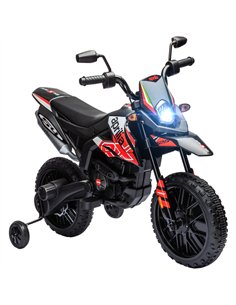 AIYAPLAY 12V Aprilia Licenced Kids Motorbike with Training Wheels, Spring Suspension, LED Light, USB, Music, Red