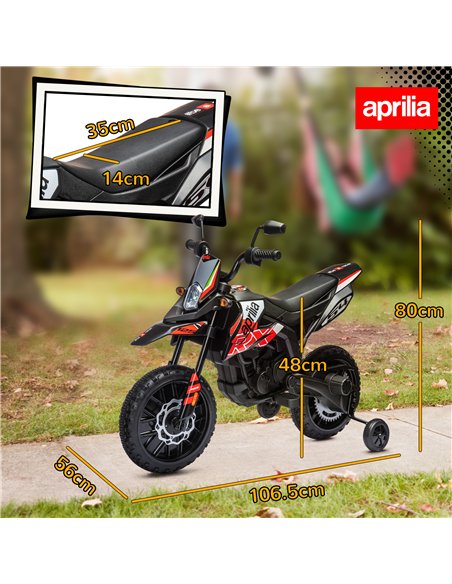 AIYAPLAY 12V Aprilia Licenced Kids Motorbike with Training Wheels, Spring Suspension, LED Light, USB, Music, Red - pic 124034 | FastDaddyshop