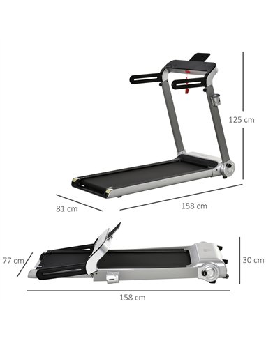 HOMCOM 15km/h Electric Treadmill, 6-level Quick Speed Controls Folding Indoor Cardio Treadmill, 2HP Motorised Running Jogging Wa