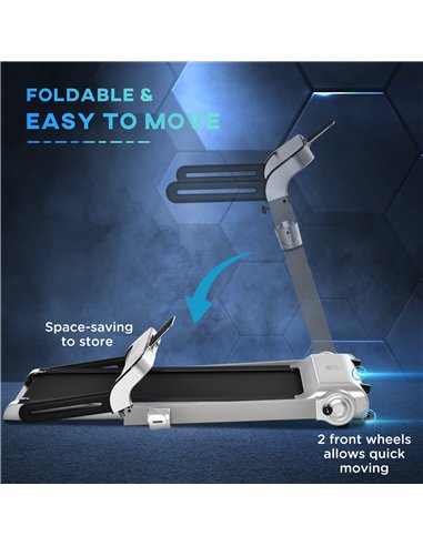 HOMCOM 15km/h Electric Treadmill, 6-level Quick Speed Controls Folding Indoor Cardio Treadmill, 2HP Motorised Running Jogging Wa