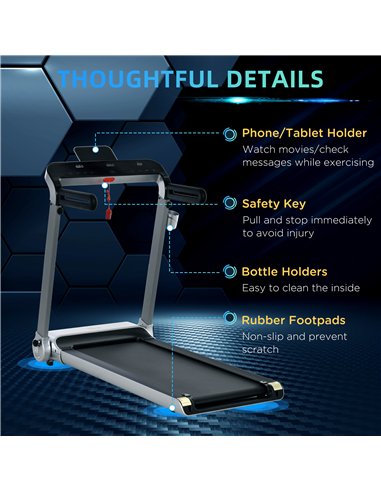 HOMCOM 15km/h Electric Treadmill, 6-level Quick Speed Controls Folding Indoor Cardio Treadmill, 2HP Motorised Running Jogging Wa