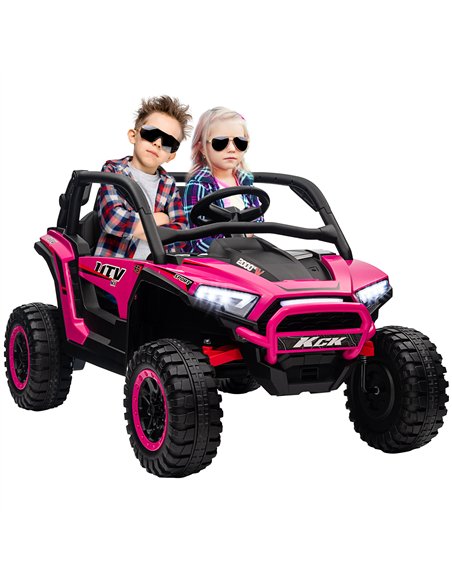 AIYAPLAY 2 Seater 24V 7AH Ride on Truck, Battery Powered Electric Ride On Car w/ Remote, Suspension, 3 Speeds - Pink - pic 124059 | FastDaddyshop