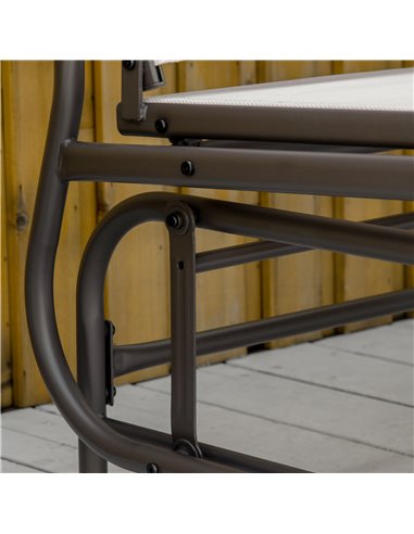 Outsunny Metal Double Swing Chair Glider Rocking Chair Seat Outdoor Seater Garden Furniture Patio Porch With Table