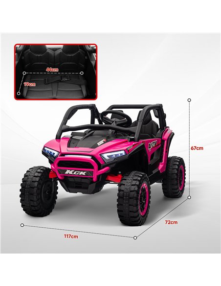 AIYAPLAY 2 Seater 24V 7AH Ride on Truck, Battery Powered Electric Ride On Car w/ Remote, Suspension, 3 Speeds - Pink - pic 124061 | FastDaddyshop