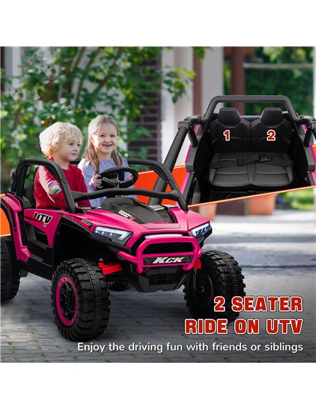 AIYAPLAY 2 Seater 24V 7AH Ride on Truck, Battery Powered Electric Ride On Car w/ Remote, Suspension, 3 Speeds - Pink - pic 124062 | FastDaddyshop