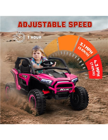 AIYAPLAY 2 Seater 24V 7AH Ride on Truck, Battery Powered Electric Ride On Car w/ Remote, Suspension, 3 Speeds - Pink - pic 124063 | FastDaddyshop