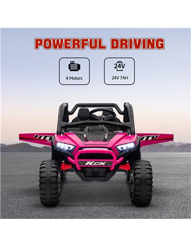 AIYAPLAY 2 Seater 24V 7AH Ride on Truck, Battery Powered Electric Ride On Car w/ Remote, Suspension, 3 Speeds - Pink
