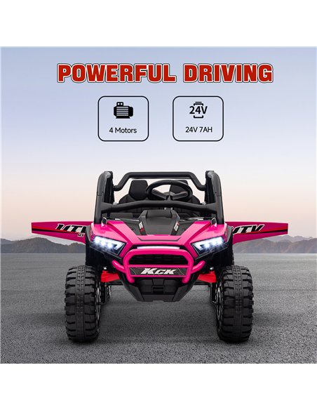 AIYAPLAY 2 Seater 24V 7AH Ride on Truck, Battery Powered Electric Ride On Car w/ Remote, Suspension, 3 Speeds - Pink - pic 124064 | FastDaddyshop