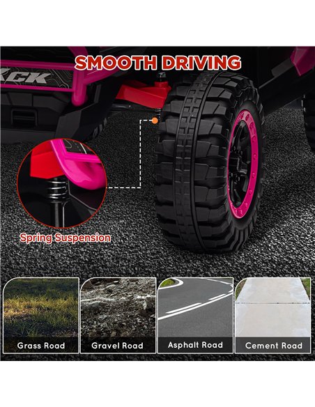 AIYAPLAY 2 Seater 24V 7AH Ride on Truck, Battery Powered Electric Ride On Car w/ Remote, Suspension, 3 Speeds - Pink - pic 124065 | FastDaddyshop
