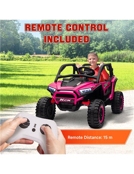 AIYAPLAY 2 Seater 24V 7AH Ride on Truck, Battery Powered Electric Ride On Car w/ Remote, Suspension, 3 Speeds - Pink - pic 124067 | FastDaddyshop