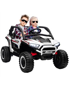 AIYAPLAY 2 Seater 24V 7AH Ride on Truck, Battery Powered Electric Ride On Car w/ Remote, Suspension, 3 Speeds - White