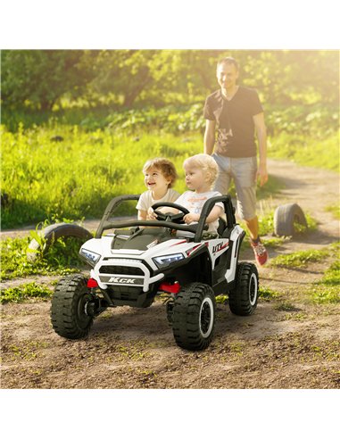 AIYAPLAY 2 Seater 24V 7AH Ride on Truck, Battery Powered Electric Ride On Car w/ Remote, Suspension, 3 Speeds - White