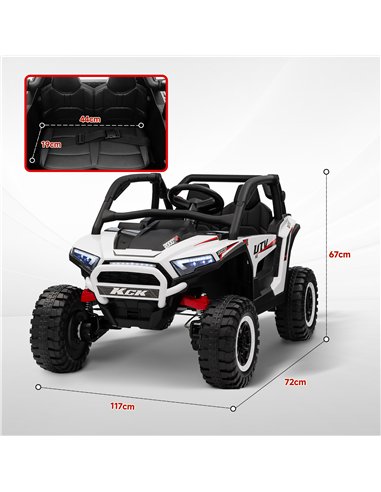 AIYAPLAY 2 Seater 24V 7AH Ride on Truck, Battery Powered Electric Ride On Car w/ Remote, Suspension, 3 Speeds - White