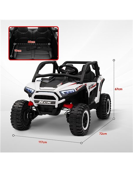 AIYAPLAY 2 Seater 24V 7AH Ride on Truck, Battery Powered Electric Ride On Car w/ Remote, Suspension, 3 Speeds - White - pic 124070 | FastDaddyshop