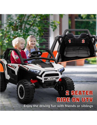 AIYAPLAY 2 Seater 24V 7AH Ride on Truck, Battery Powered Electric Ride On Car w/ Remote, Suspension, 3 Speeds - White