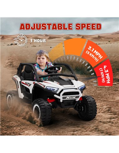 AIYAPLAY 2 Seater 24V 7AH Ride on Truck, Battery Powered Electric Ride On Car w/ Remote, Suspension, 3 Speeds - White