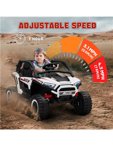 AIYAPLAY 2 Seater 24V 7AH Ride on Truck, Battery Powered Electric Ride On Car w/ Remote, Suspension, 3 Speeds - White - pic 124072 | FastDaddyshop