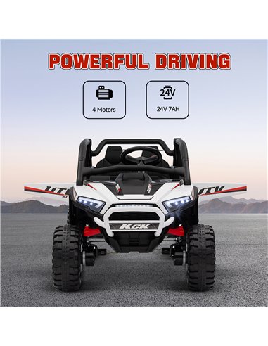 AIYAPLAY 2 Seater 24V 7AH Ride on Truck, Battery Powered Electric Ride On Car w/ Remote, Suspension, 3 Speeds - White