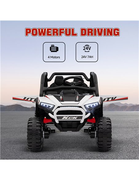 AIYAPLAY 2 Seater 24V 7AH Ride on Truck, Battery Powered Electric Ride On Car w/ Remote, Suspension, 3 Speeds - White - pic 124073 | FastDaddyshop