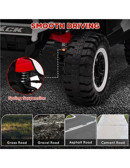 AIYAPLAY 2 Seater 24V 7AH Ride on Truck, Battery Powered Electric Ride On Car w/ Remote, Suspension, 3 Speeds - White - pic 124074 | FastDaddyshop