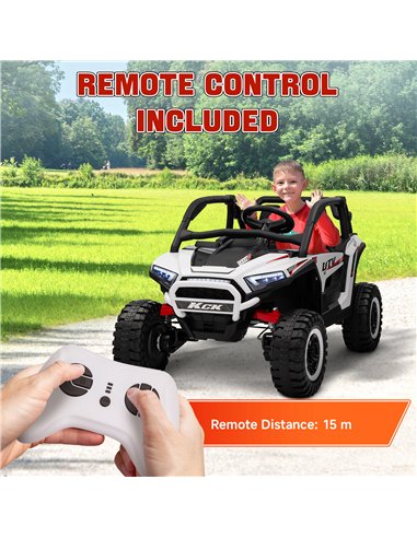 AIYAPLAY 2 Seater 24V 7AH Ride on Truck, Battery Powered Electric Ride On Car w/ Remote, Suspension, 3 Speeds - White