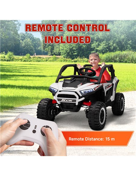 AIYAPLAY 2 Seater 24V 7AH Ride on Truck, Battery Powered Electric Ride On Car w/ Remote, Suspension, 3 Speeds - White - pic 124076 | FastDaddyshop