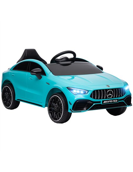 AIYAPLAY Mercedes-AMG CLA 45 Licensed 12V Kids Electric Car Ride on Car w/ Remote, Suspension Lights Music Horn - Light Blue - pic 124077 | FastDaddyshop
