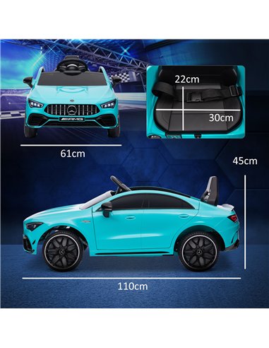 AIYAPLAY Mercedes-AMG CLA 45 Licensed 12V Kids Electric Car Ride on Car w/ Remote, Suspension Lights Music Horn - Light Blue