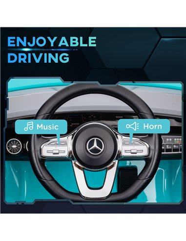 AIYAPLAY Mercedes-AMG CLA 45 Licensed 12V Kids Electric Car Ride on Car w/ Remote, Suspension Lights Music Horn - Light Blue