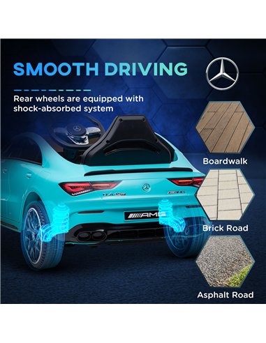 AIYAPLAY Mercedes-AMG CLA 45 Licensed 12V Kids Electric Car Ride on Car w/ Remote, Suspension Lights Music Horn - Light Blue