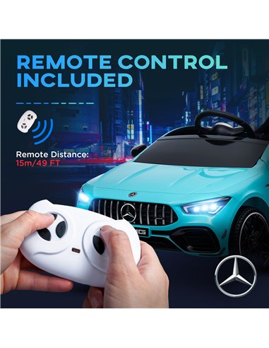 AIYAPLAY Mercedes-AMG CLA 45 Licensed 12V Kids Electric Car Ride on Car w/ Remote, Suspension Lights Music Horn - Light Blue