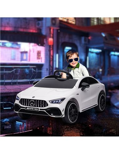 AIYAPLAY Mercedes-AMG CLA 45 Licensed 12V Kids Electric Car Ride on Car w/ Remote, Suspension Lights Music Horn - White