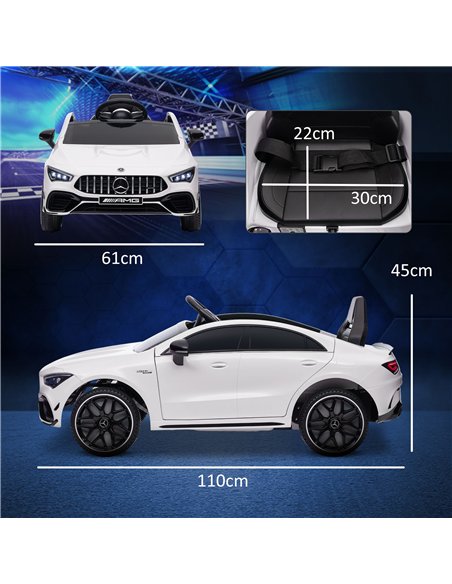 AIYAPLAY Mercedes-AMG CLA 45 Licensed 12V Kids Electric Car Ride on Car w/ Remote, Suspension Lights Music Horn - White - pic 124088 | FastDaddyshop