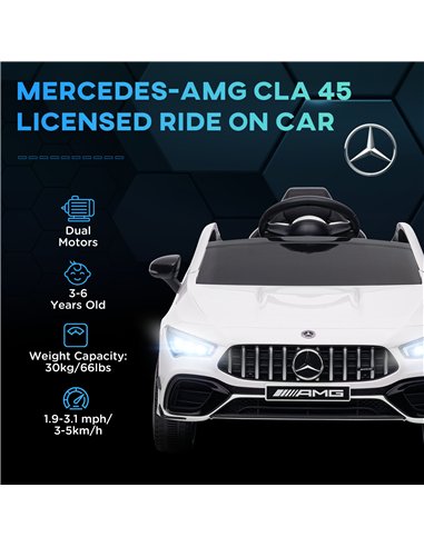 AIYAPLAY Mercedes-AMG CLA 45 Licensed 12V Kids Electric Car Ride on Car w/ Remote, Suspension Lights Music Horn - White
