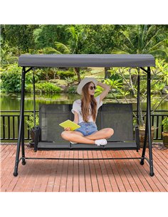 Outsunny 3 Person Outdoor Porch Swing Chair with High Back Design, Charcoal Grey 2