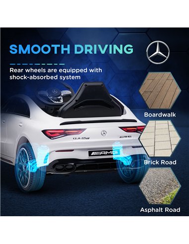 AIYAPLAY Mercedes-AMG CLA 45 Licensed 12V Kids Electric Car Ride on Car w/ Remote, Suspension Lights Music Horn - White