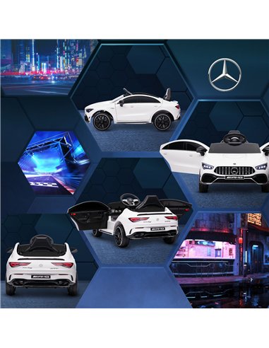 AIYAPLAY Mercedes-AMG CLA 45 Licensed 12V Kids Electric Car Ride on Car w/ Remote, Suspension Lights Music Horn - White