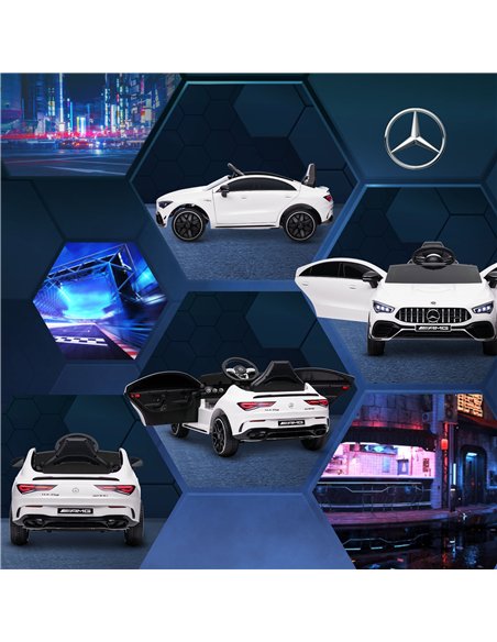 AIYAPLAY Mercedes-AMG CLA 45 Licensed 12V Kids Electric Car Ride on Car w/ Remote, Suspension Lights Music Horn - White - pic 124094 | FastDaddyshop